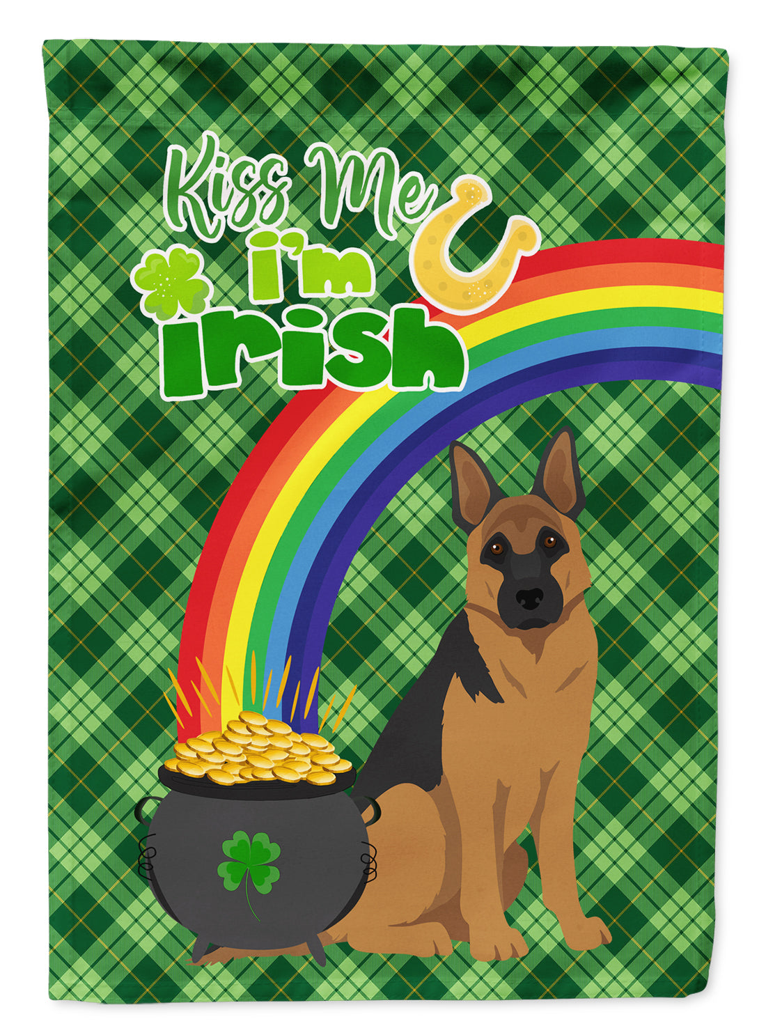 Black and Tan German Shepherd St. Patrick&#39;s Day Flag Garden Size  the-store.com.