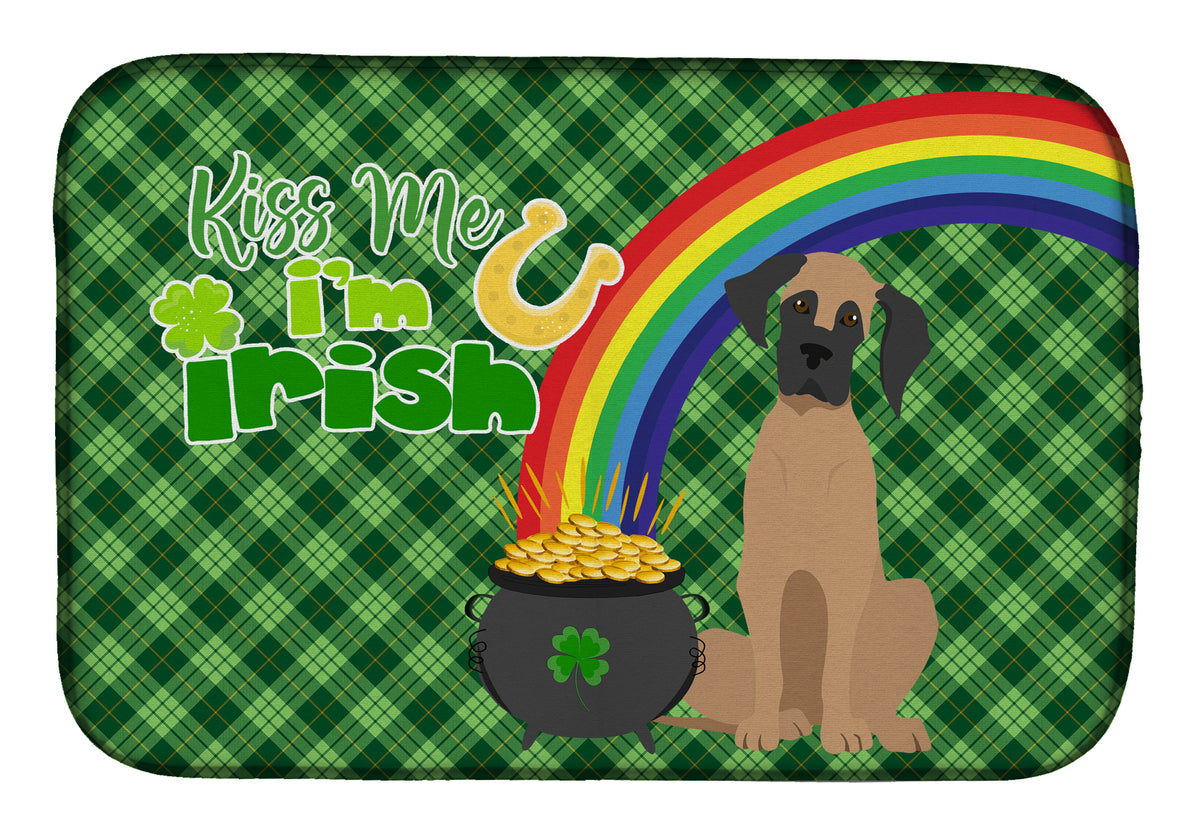 Fawn Great Dane St. Patrick&#39;s Day Dish Drying Mat