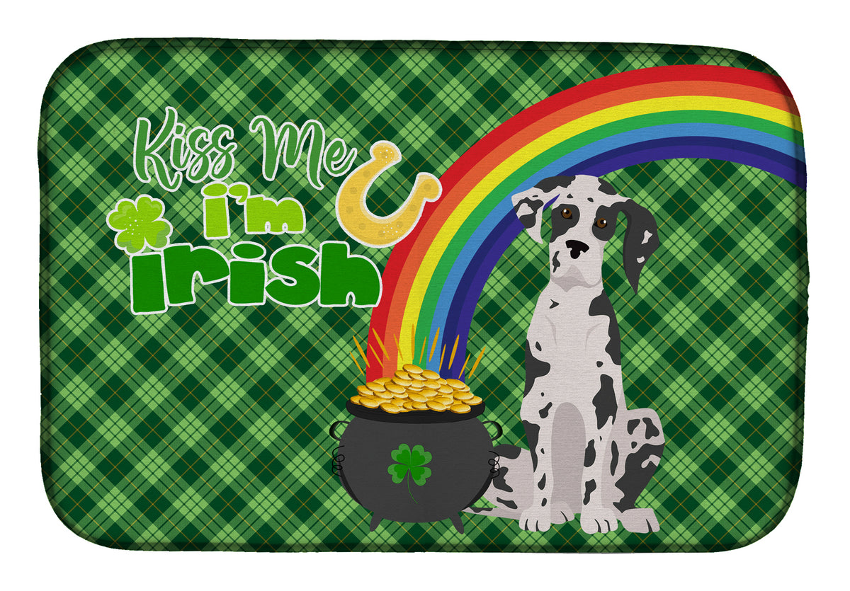 Harlequin Great Dane St. Patrick&#39;s Day Dish Drying Mat  the-store.com.