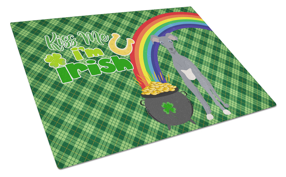 Buy this Gray Italian Greyhound St. Patrick&#39;s Day Glass Cutting Board Large