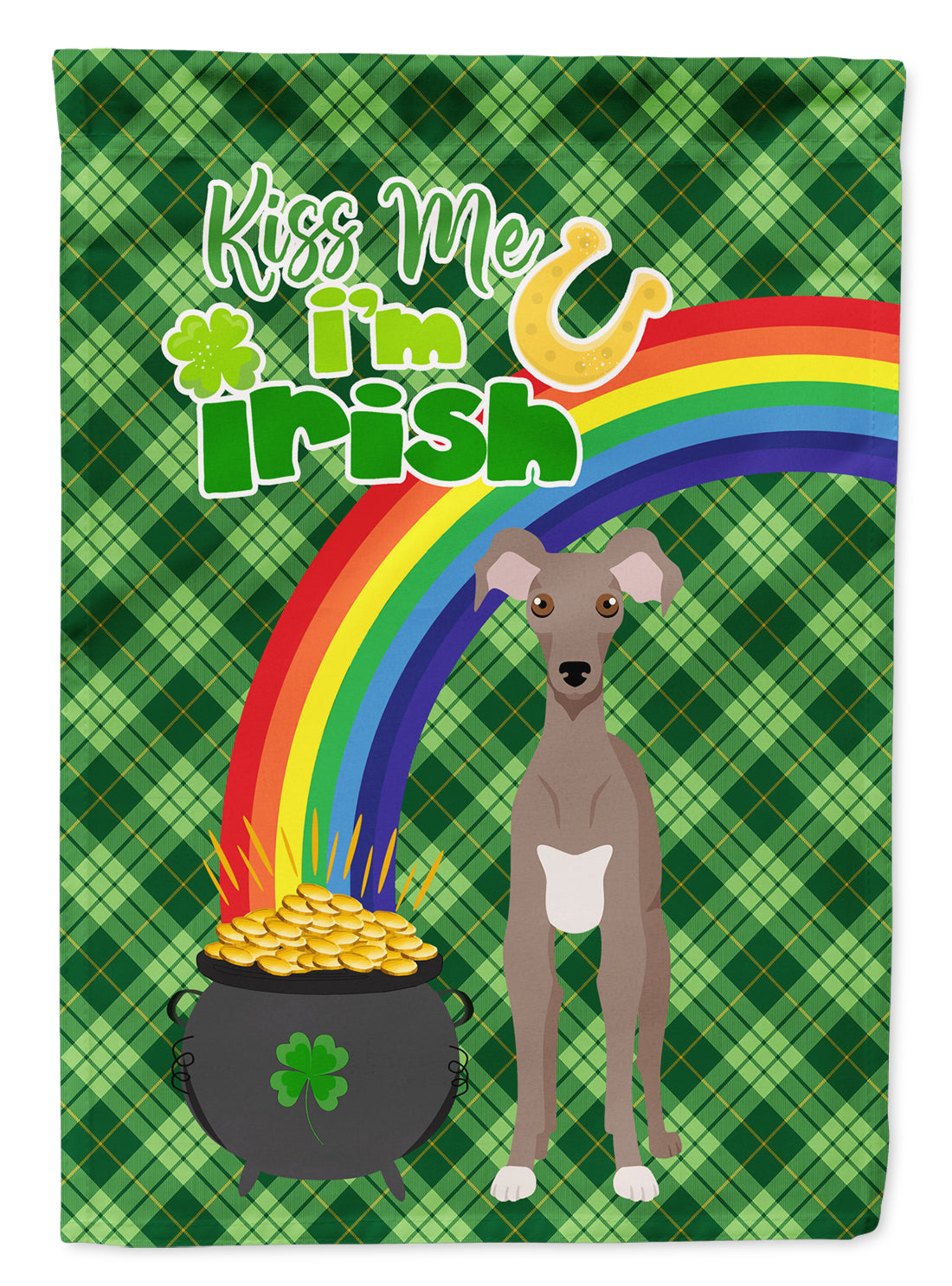 Fawn Italian Greyhound St. Patrick&#39;s Day Flag Garden Size  the-store.com.