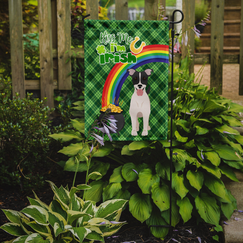 Black White Smooth Jack Russell Terrier St. Patrick's Day Flag Garden Size  the-store.com.