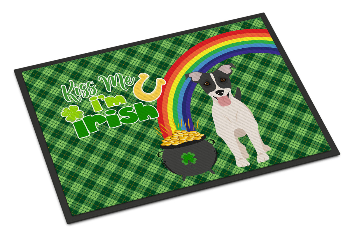 Buy this Black White Smooth Jack Russell Terrier St. Patrick&#39;s Day Indoor or Outdoor Mat 24x36