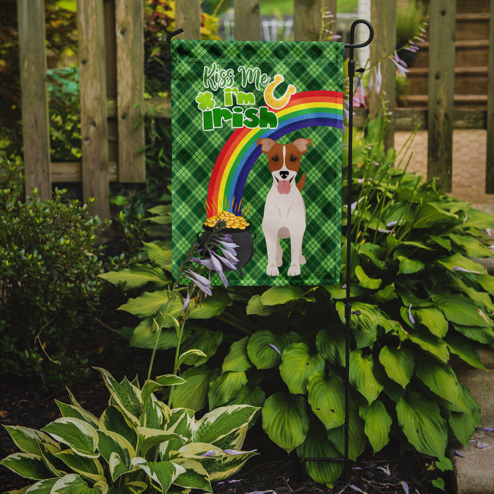 Brown White Smooth Jack Russell Terrier St. Patrick's Day Flag Garden Size  the-store.com.