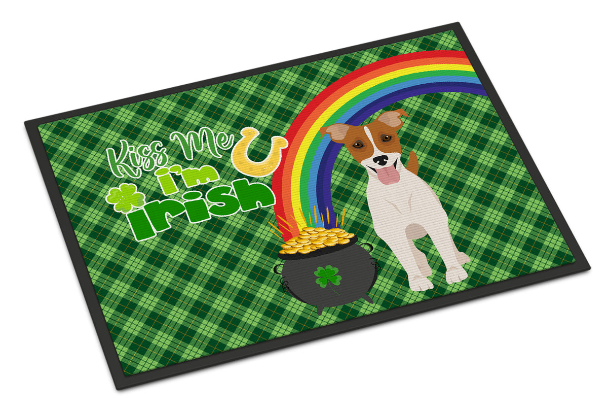 Buy this Brown White Smooth Jack Russell Terrier St. Patrick&#39;s Day Indoor or Outdoor Mat 24x36