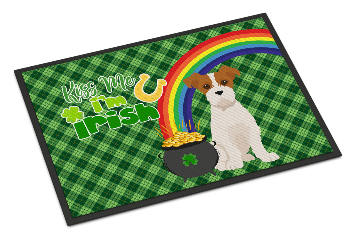 Buy this Brown White Wirehair Jack Russell Terrier St. Patrick&#39;s Day Indoor or Outdoor Mat 24x36