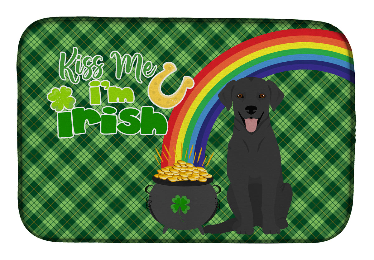 Black Labrador Retriever St. Patrick&#39;s Day Dish Drying Mat  the-store.com.