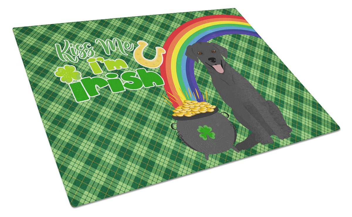 Buy this Black Labrador Retriever St. Patrick&#39;s Day Glass Cutting Board Large