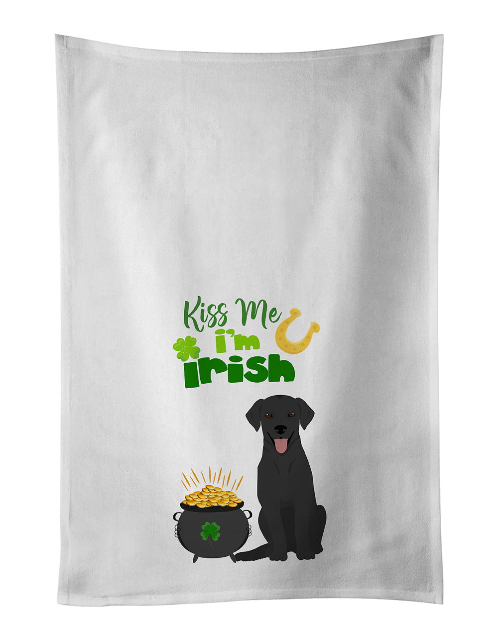 Buy this Black Labrador Retriever St. Patrick&#39;s Day White Kitchen Towel Set of 2 Dish Towels