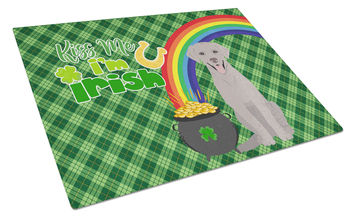 Buy this Gray Labrador Retriever St. Patrick&#39;s Day Glass Cutting Board Large
