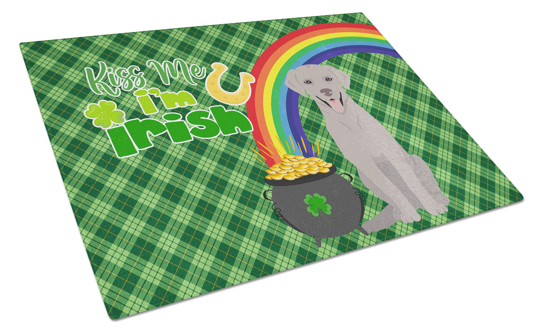 Buy this Gray Labrador Retriever St. Patrick's Day Glass Cutting Board Large