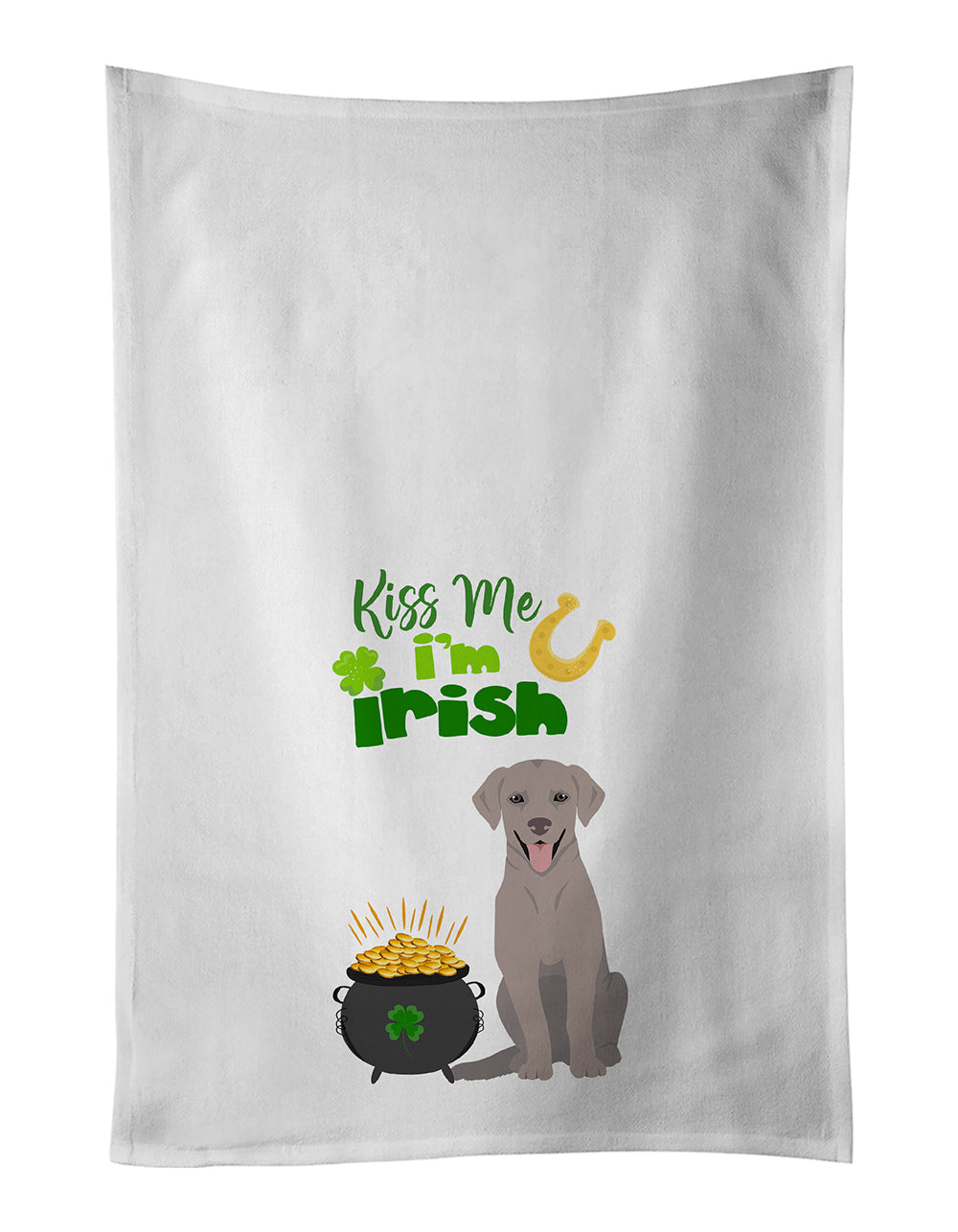 Buy this Gray Labrador Retriever St. Patrick&#39;s Day White Kitchen Towel Set of 2 Dish Towels