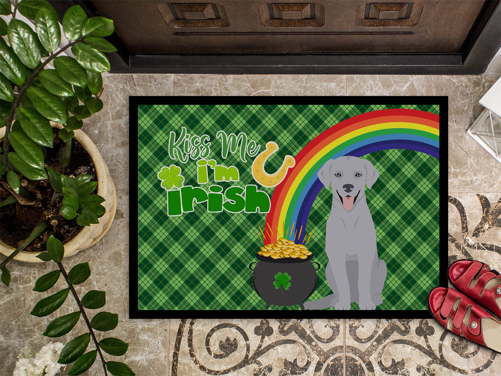 Silver Labrador Retriever St. Patrick's Day Indoor or Outdoor Mat 24x36 - the-store.com