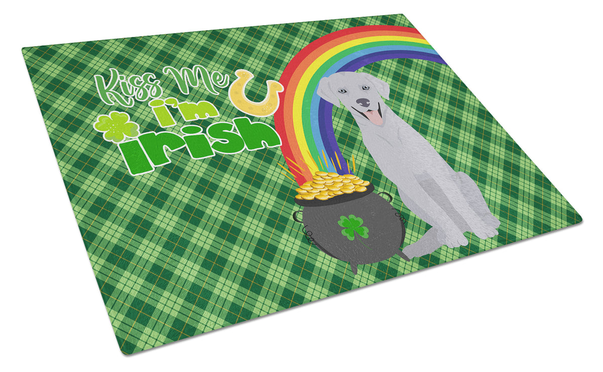 Buy this Silver Labrador Retriever St. Patrick&#39;s Day Glass Cutting Board Large