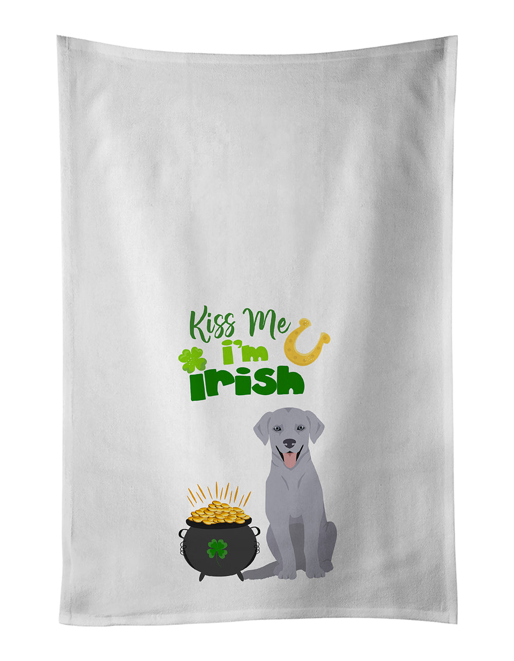 Buy this Silver Labrador Retriever St. Patrick&#39;s Day White Kitchen Towel Set of 2 Dish Towels