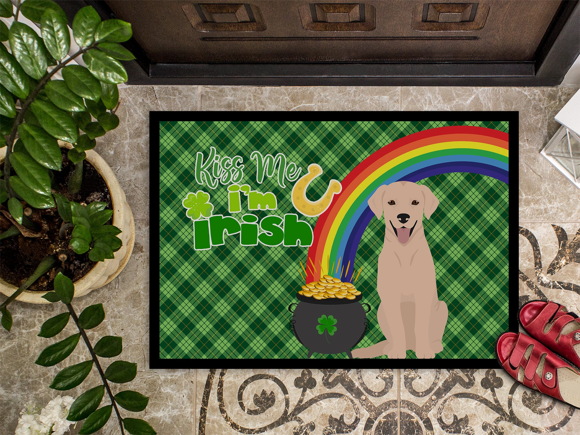 Yellow Labrador Retriever St. Patrick's Day Indoor or Outdoor Mat 24x36 - the-store.com