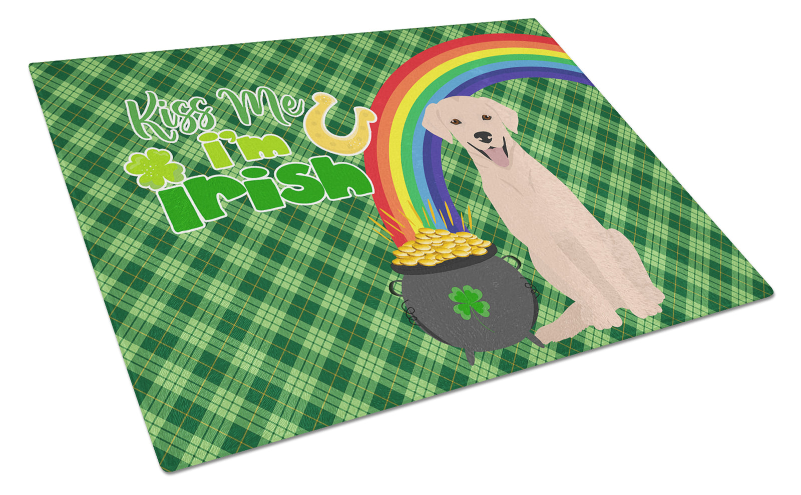 Buy this Yellow Labrador Retriever St. Patrick's Day Glass Cutting Board Large