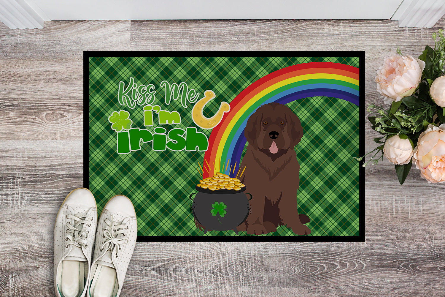 Brown Newfoundland St. Patrick's Day Indoor or Outdoor Mat 24x36 - the-store.com