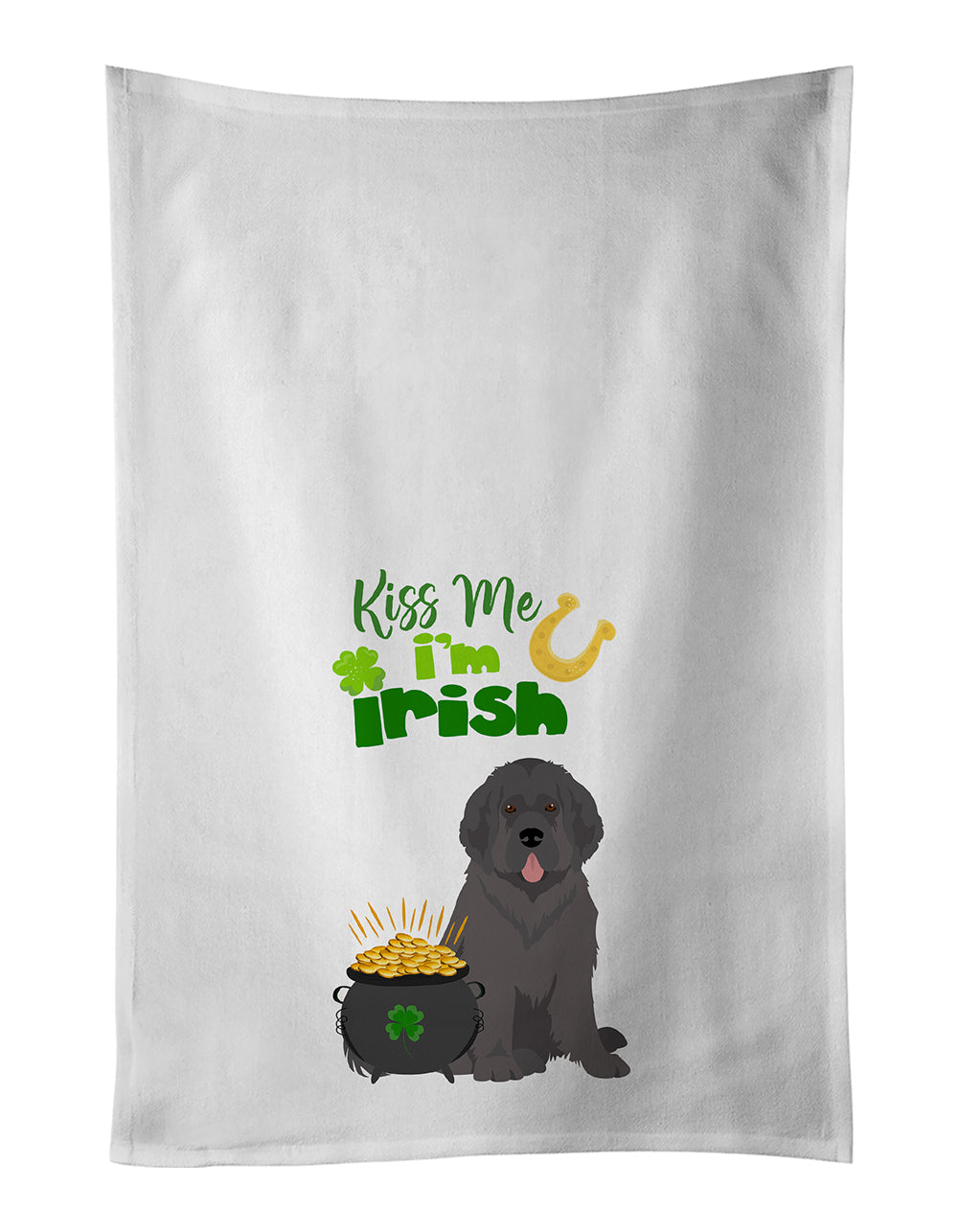 Buy this Grey Newfoundland St. Patrick&#39;s Day White Kitchen Towel Set of 2 Dish Towels