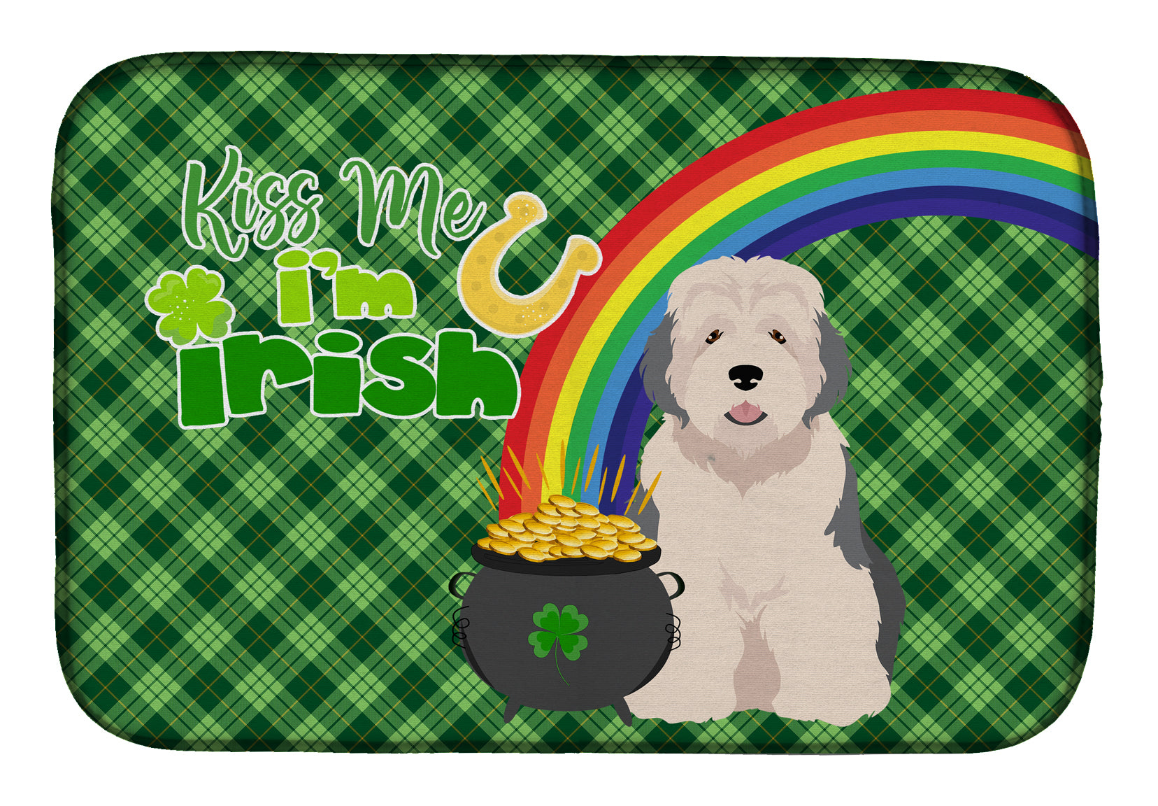Old English Sheepdog St. Patrick's Day Dish Drying Mat  the-store.com.