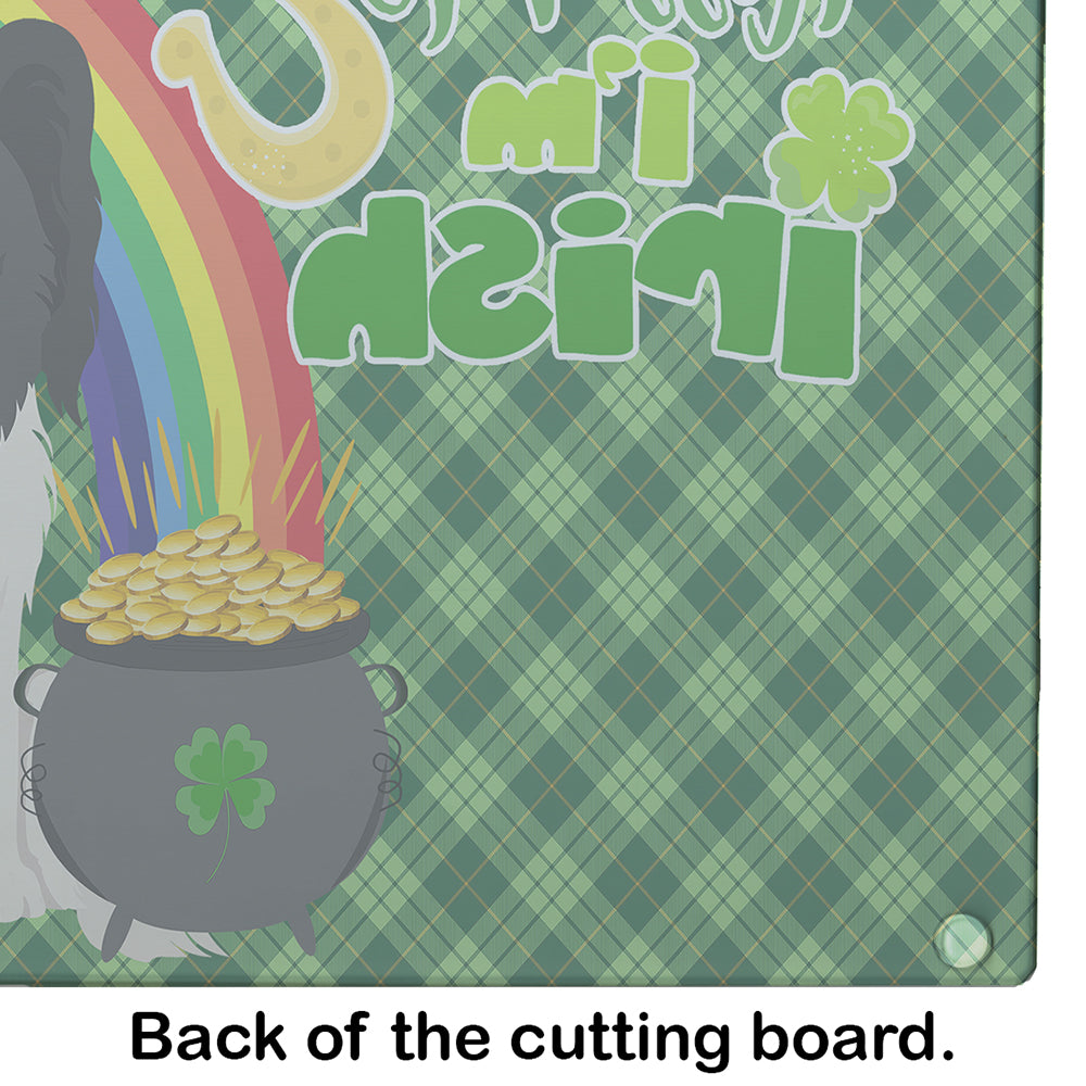 Black and White Papillon St. Patrick's Day Glass Cutting Board Large - the-store.com