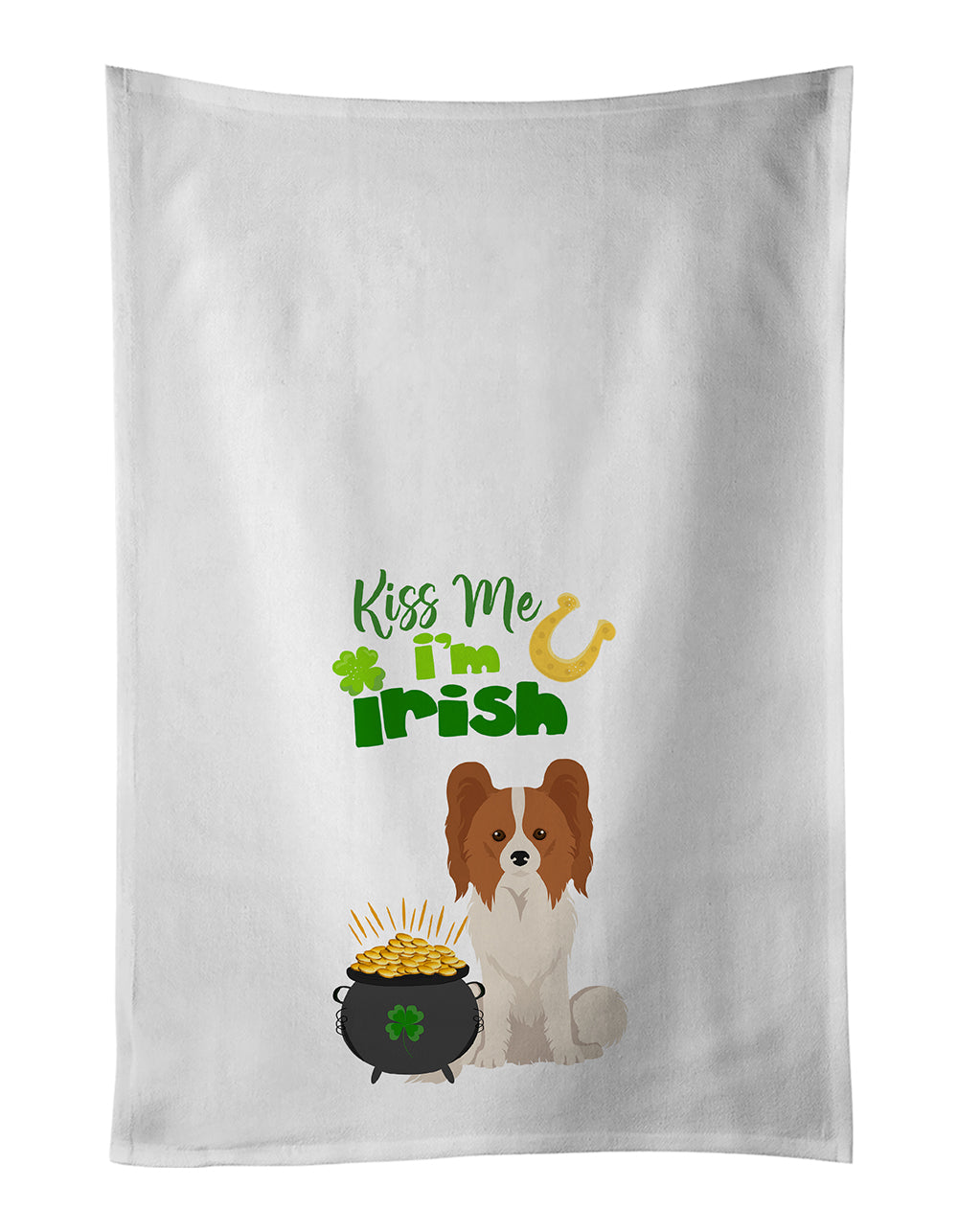 Buy this Red and White Papillon St. Patrick&#39;s Day White Kitchen Towel Set of 2 Dish Towels