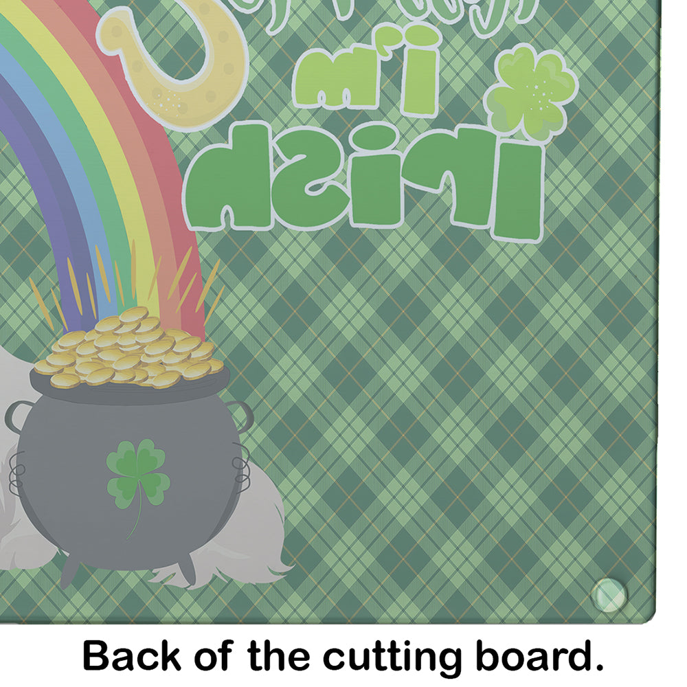 White Pekingese St. Patrick's Day Glass Cutting Board Large - the-store.com
