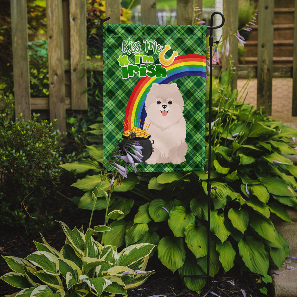 White Pomeranian St. Patrick's Day Flag Garden Size