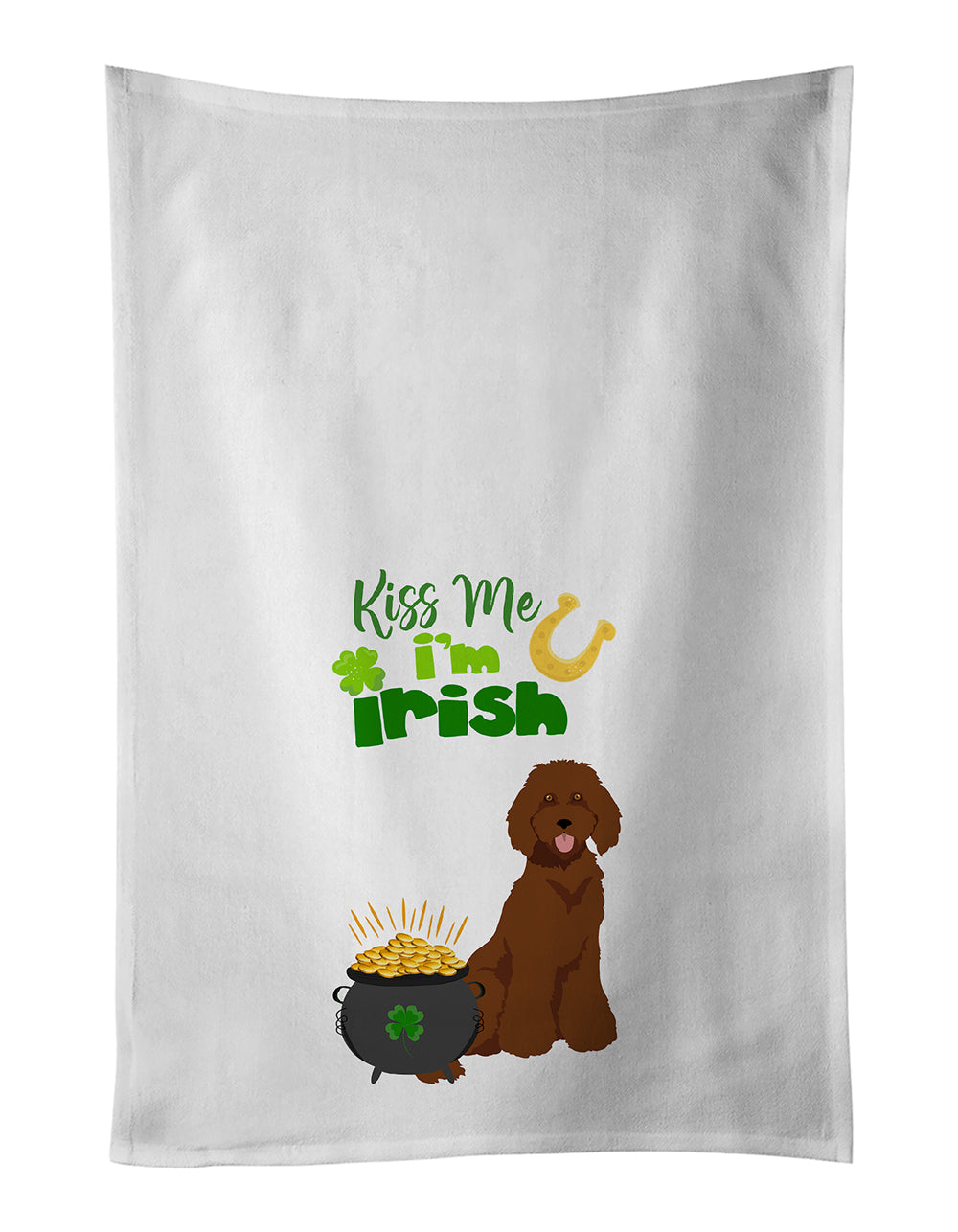 Buy this Standard Red Poodle St. Patrick&#39;s Day White Kitchen Towel Set of 2 Dish Towels