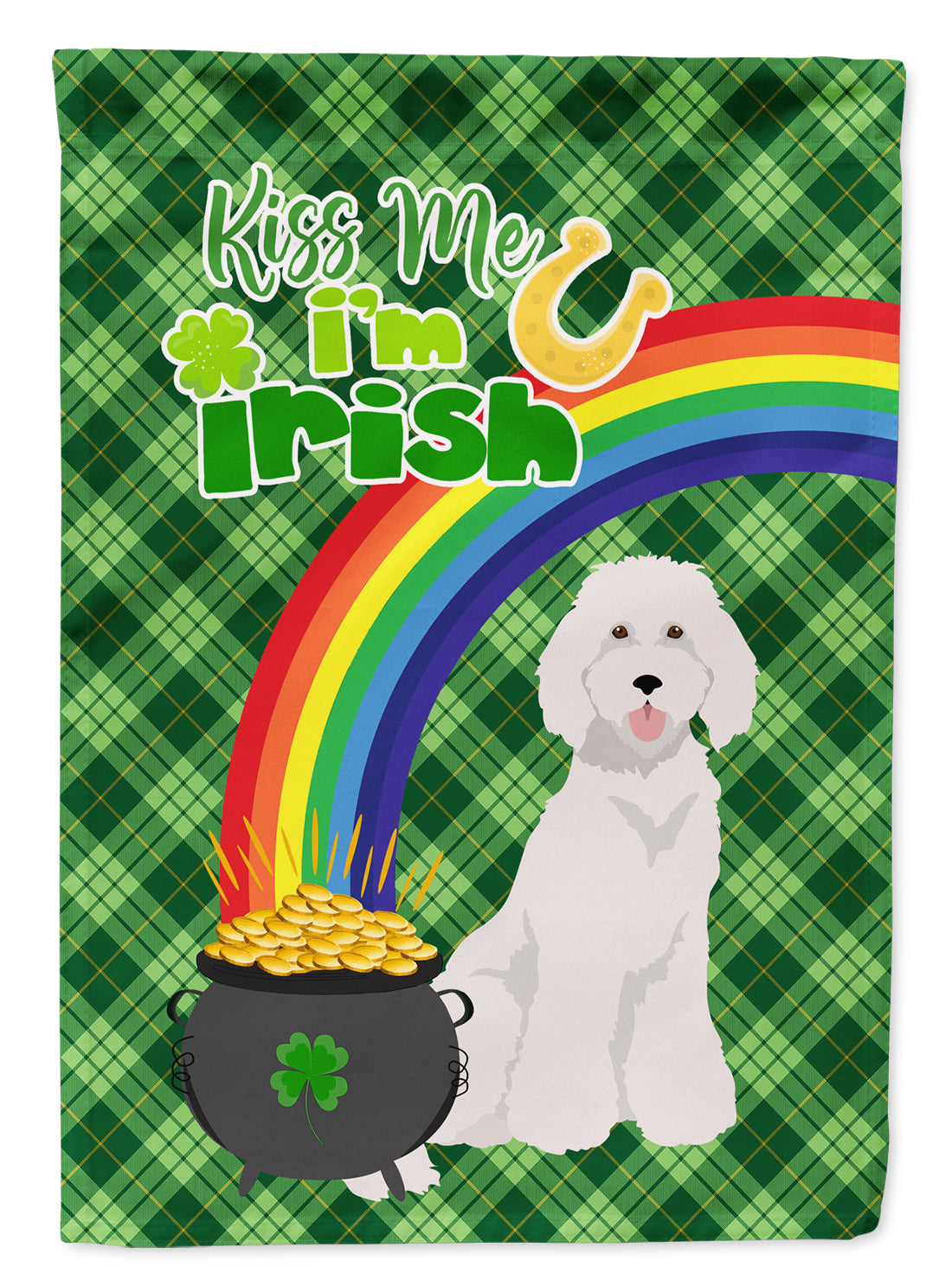 Standard White Poodle St. Patrick&#39;s Day Flag Garden Size  the-store.com.