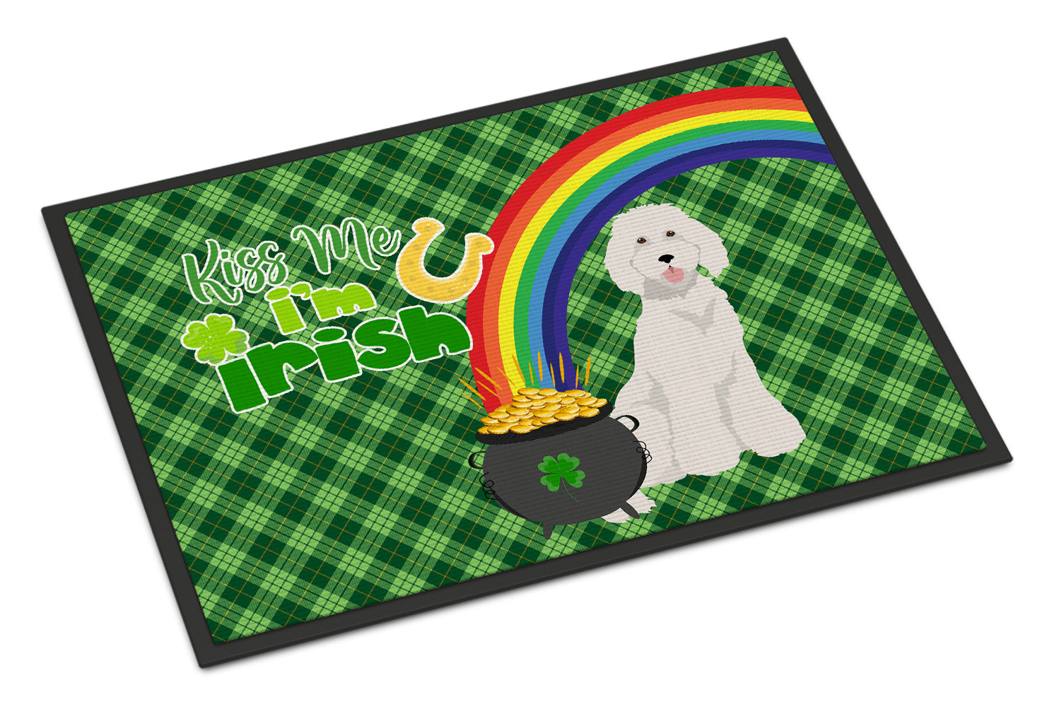 Buy this Standard White Poodle St. Patrick's Day Indoor or Outdoor Mat 24x36