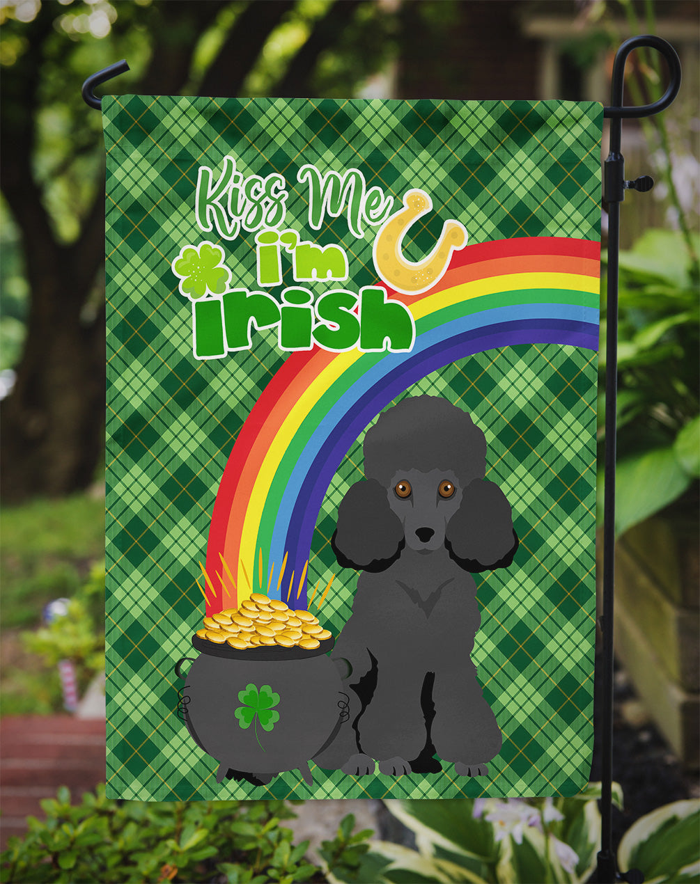 Toy Black Poodle St. Patrick's Day Flag Garden Size  the-store.com.