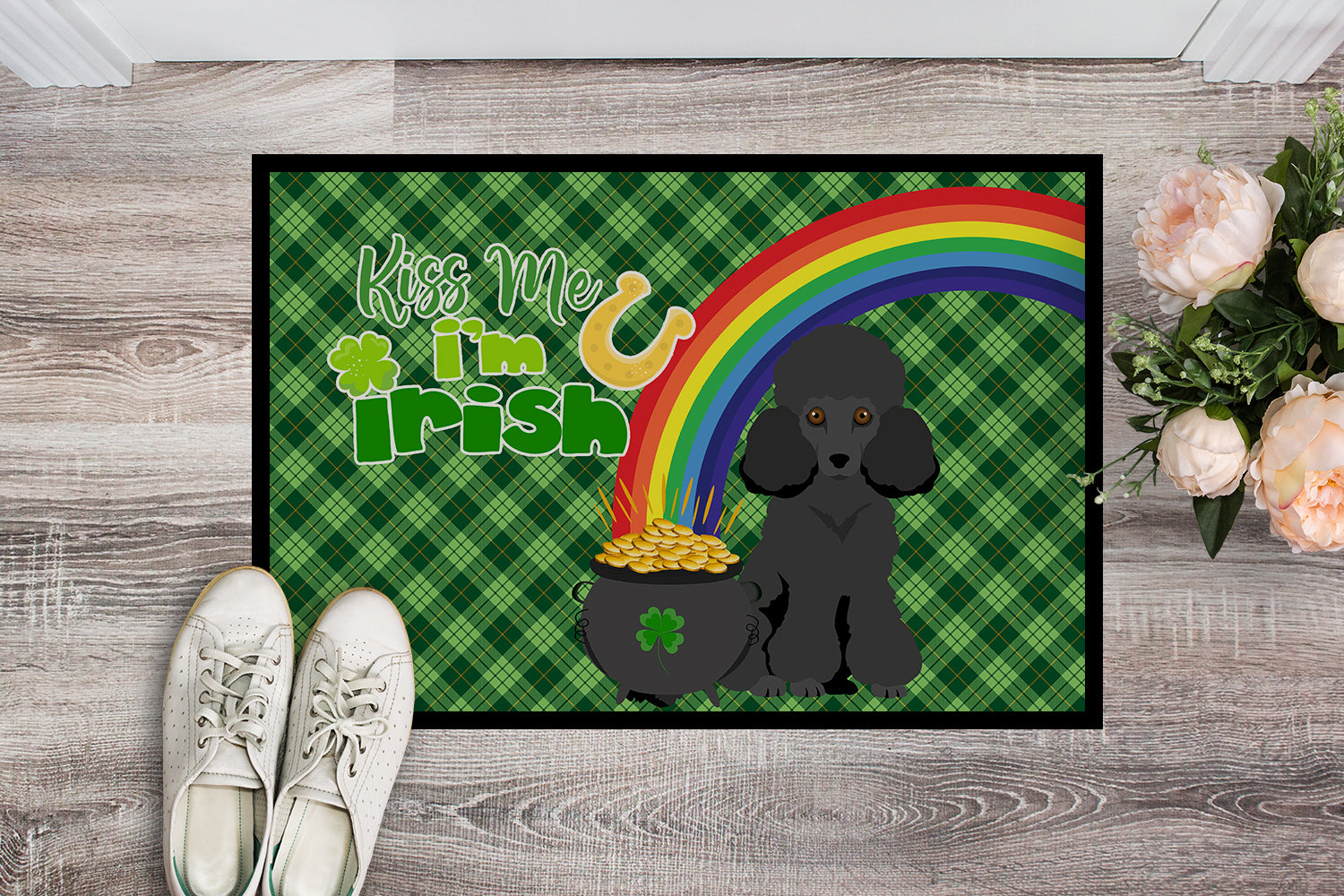 Toy Black Poodle St. Patrick's Day Indoor or Outdoor Mat 24x36 - the-store.com