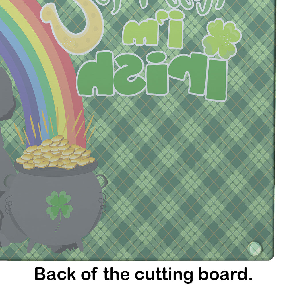 Toy Black Poodle St. Patrick's Day Glass Cutting Board Large - the-store.com