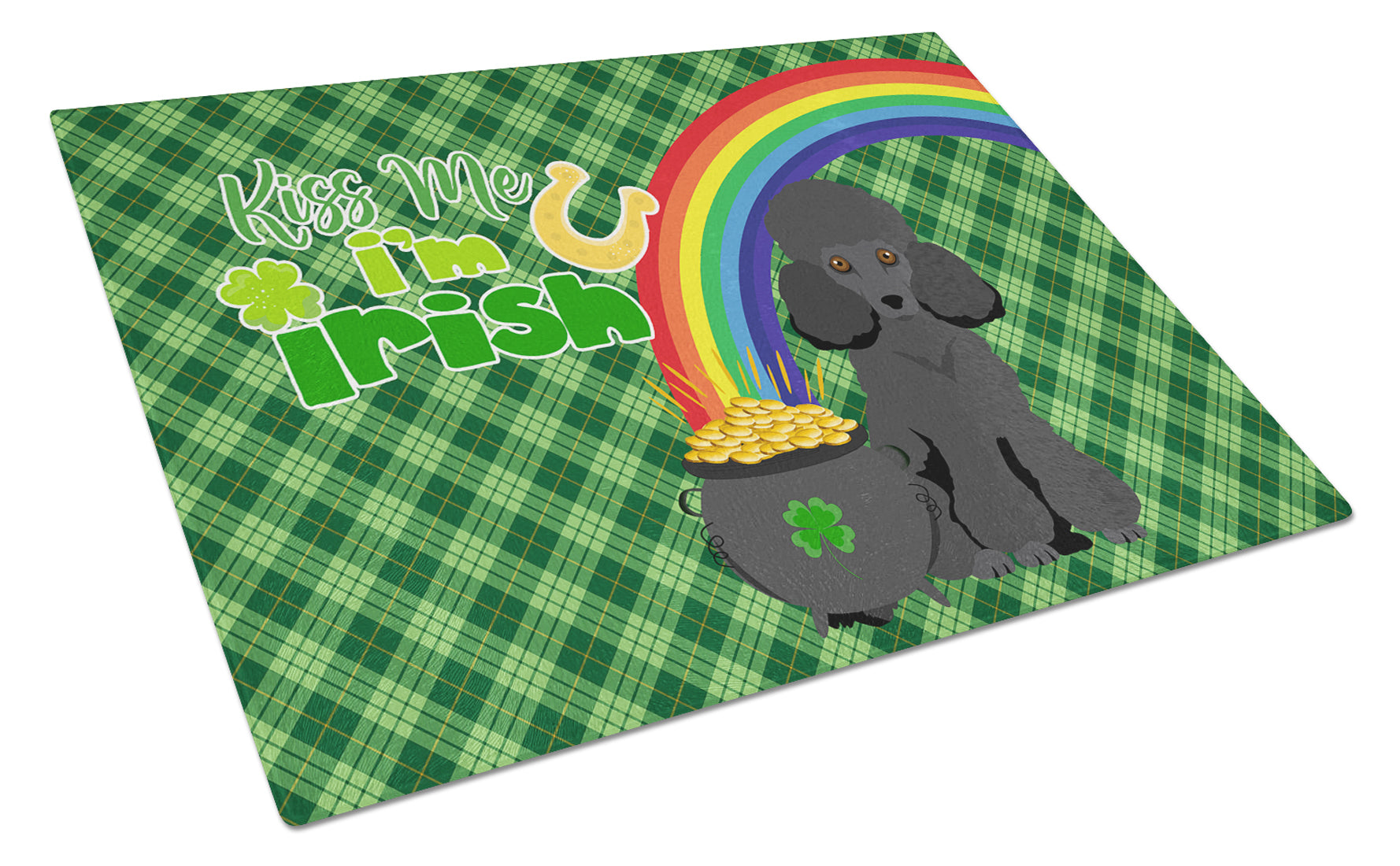 Buy this Toy Black Poodle St. Patrick's Day Glass Cutting Board Large