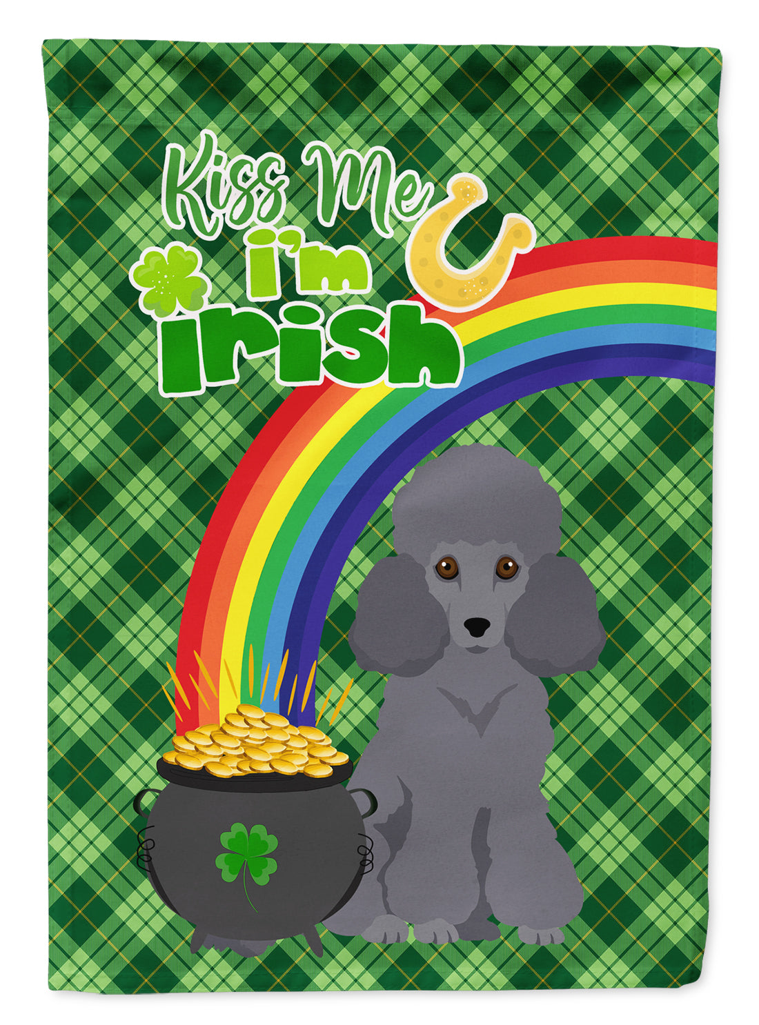 Toy Grey Poodle St. Patrick&#39;s Day Flag Garden Size
