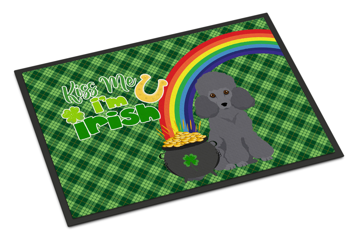 Buy this Toy Grey Poodle St. Patrick's Day Indoor or Outdoor Mat 24x36