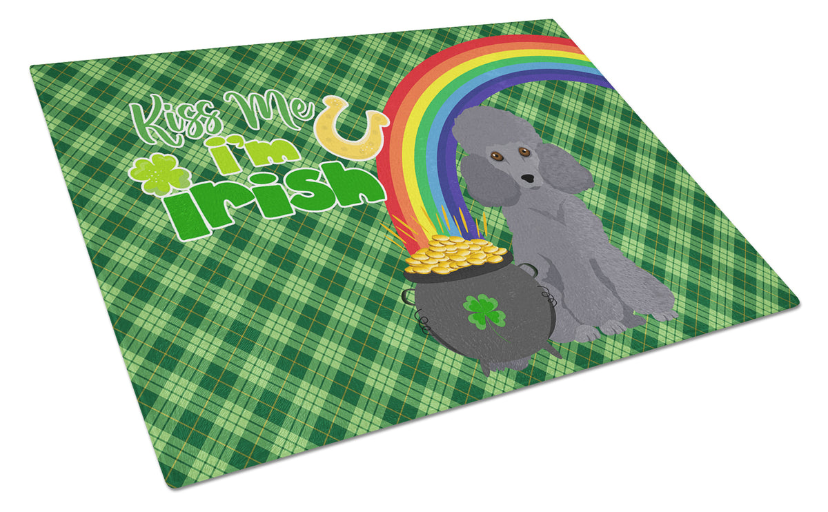 Buy this Toy Grey Poodle St. Patrick&#39;s Day Glass Cutting Board Large
