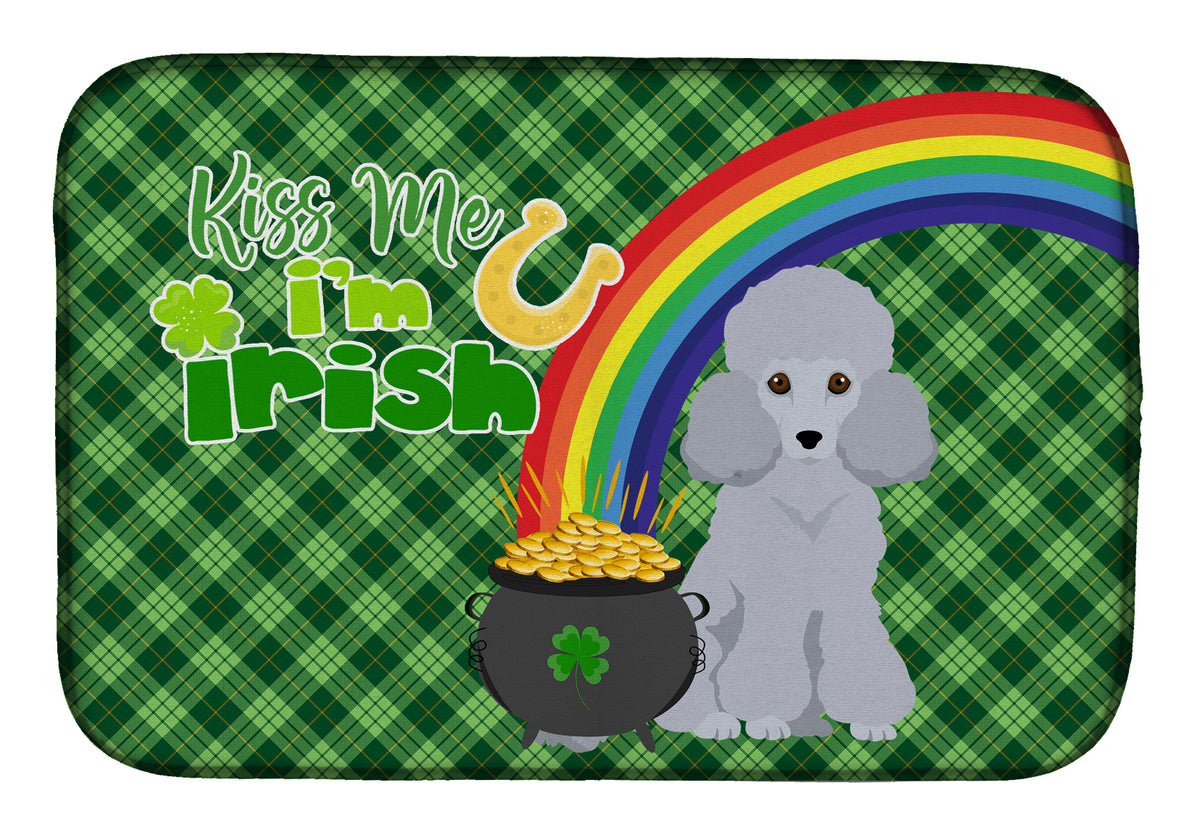 Toy Silver Poodle St. Patrick&#39;s Day Dish Drying Mat
