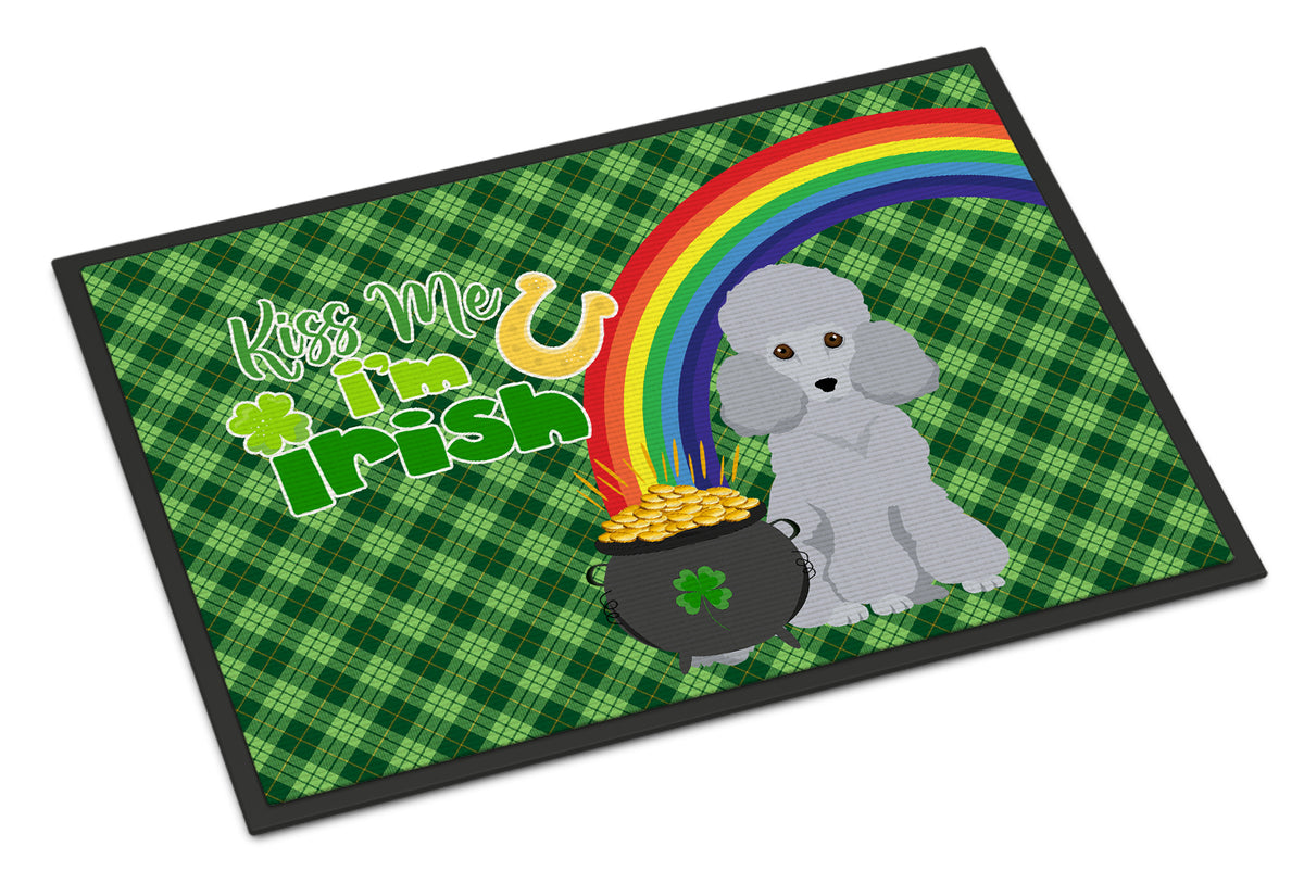 Buy this Toy Silver Poodle St. Patrick&#39;s Day Indoor or Outdoor Mat 24x36