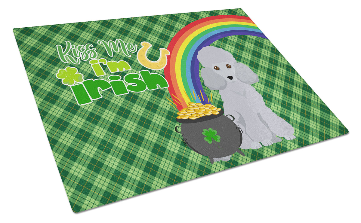 Buy this Toy Silver Poodle St. Patrick&#39;s Day Glass Cutting Board Large