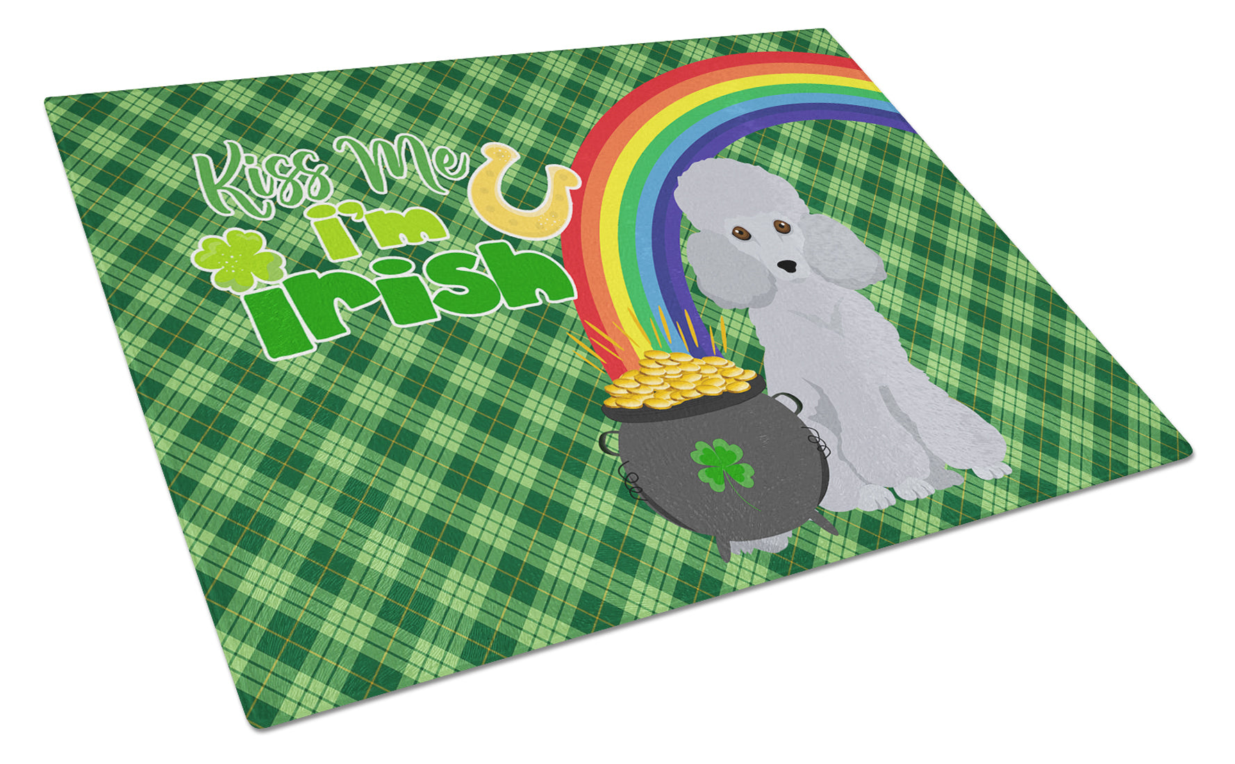 Buy this Toy Silver Poodle St. Patrick's Day Glass Cutting Board Large