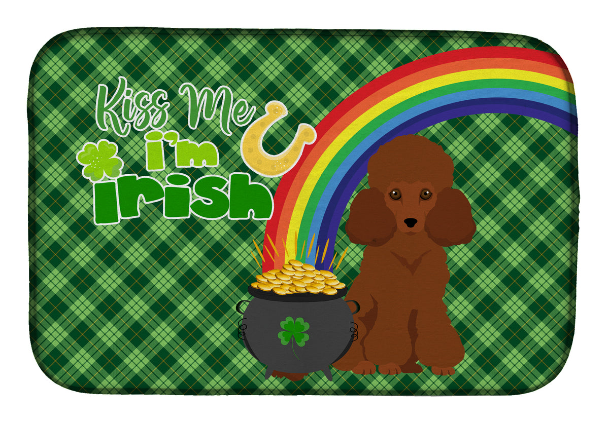 Toy Red Poodle St. Patrick&#39;s Day Dish Drying Mat