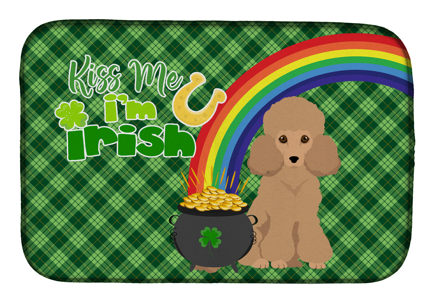 Toy Apricot Poodle St. Patrick's Day Dish Drying Mat