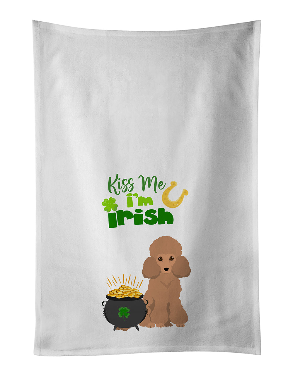 Buy this Toy Apricot Poodle St. Patrick&#39;s Day White Kitchen Towel Set of 2 Dish Towels