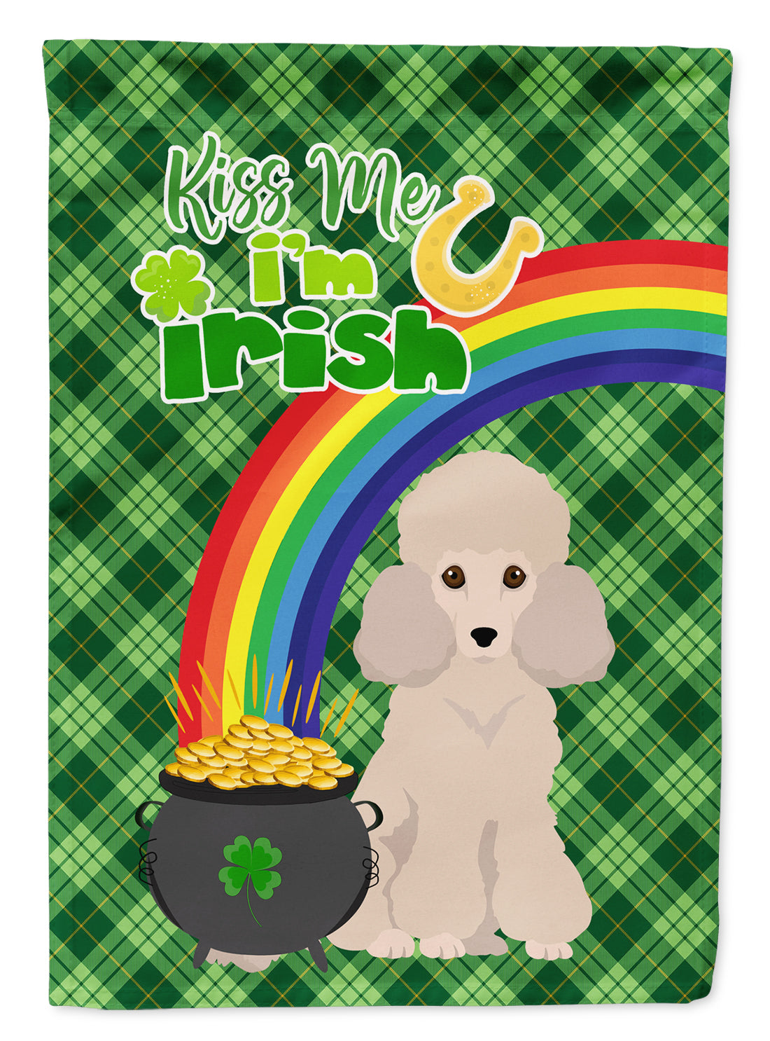 Toy Cream Poodle St. Patrick&#39;s Day Flag Garden Size  the-store.com.