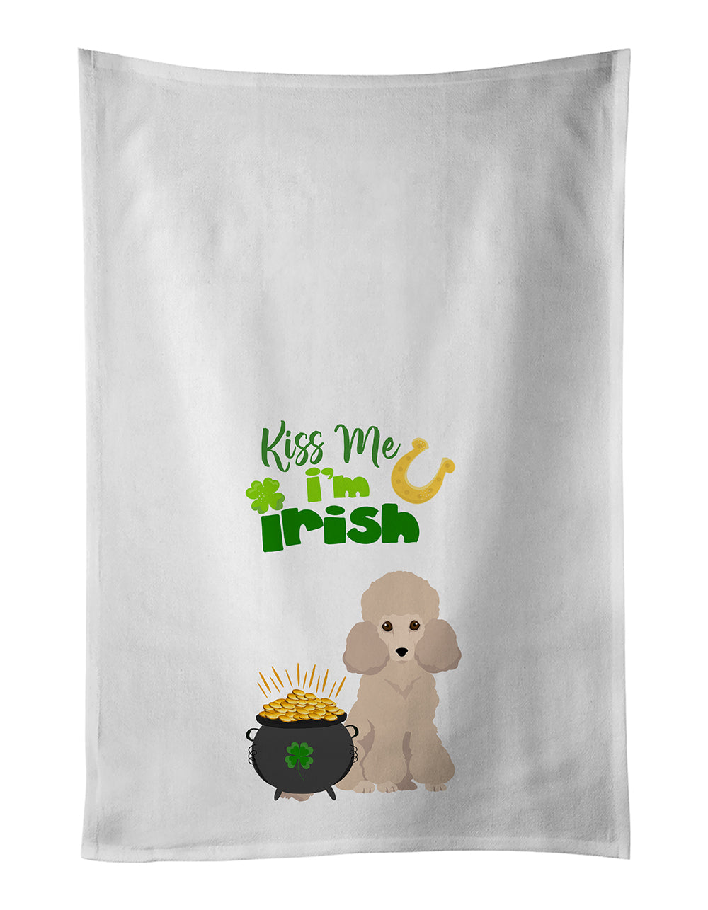 Buy this Toy Cream Poodle St. Patrick&#39;s Day White Kitchen Towel Set of 2 Dish Towels