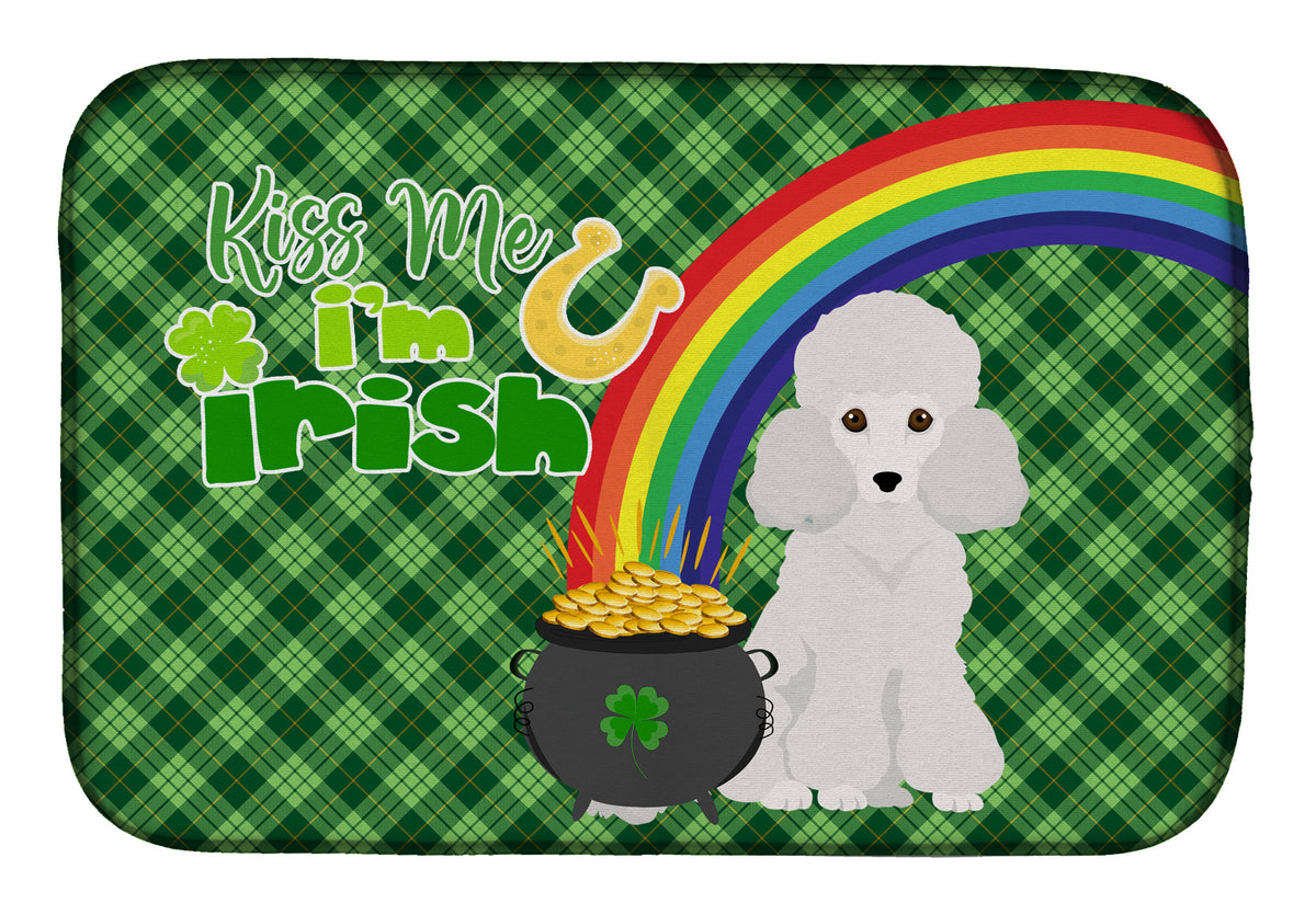 Toy White Poodle St. Patrick&#39;s Day Dish Drying Mat