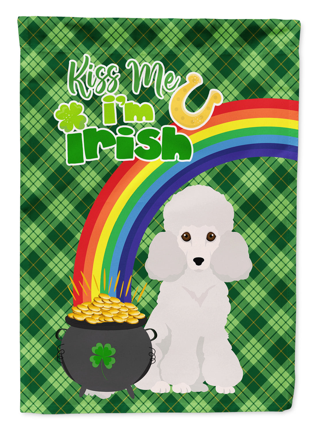 Toy White Poodle St. Patrick&#39;s Day Flag Garden Size  the-store.com.