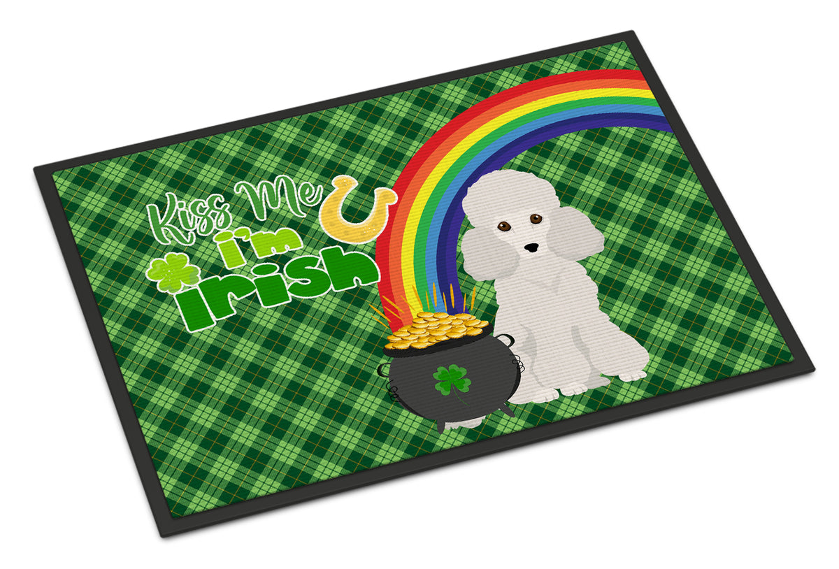 Buy this Toy White Poodle St. Patrick&#39;s Day Indoor or Outdoor Mat 24x36